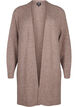 FLASH - Ribbstickad cardigan med slitsar, Brown Lentil Melange, Packshot image number 0