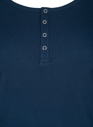 Enfärgad blus i bomull med långa ärmar, Navy Blazer, Packshot image number 2