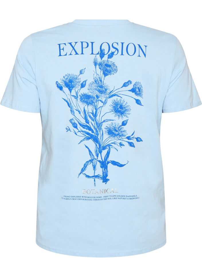 T-shirt i bomull med tryck, Bl&aring;, Packshot image number 1