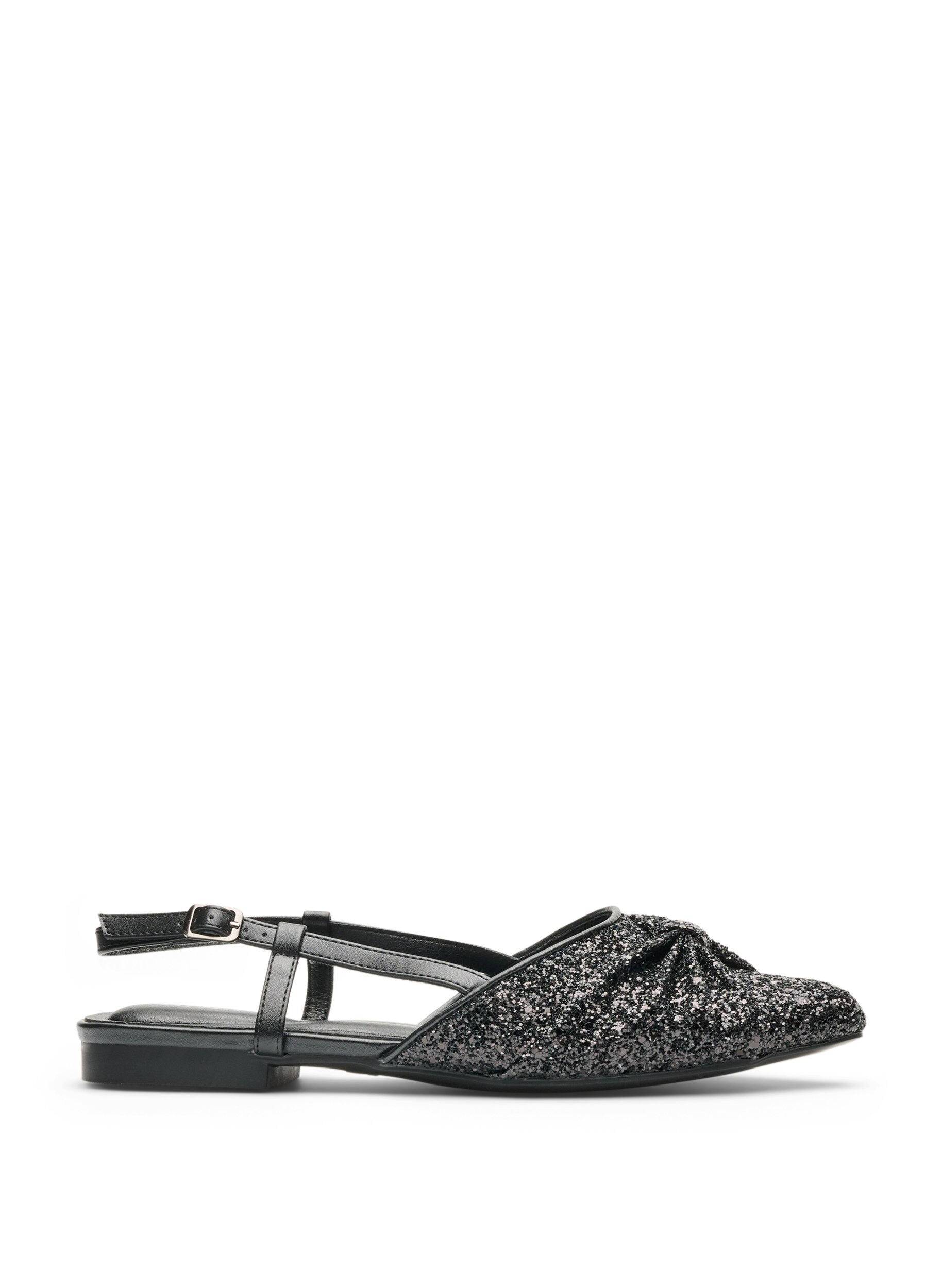 Extra Wide Fit - Glittrig slingback med rosett
