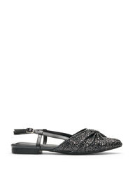 Glittrig slingback med rosett, Svart