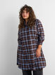 Kn&auml;l&aring;ng skjortkl&auml;nning med rutigt m&ouml;nster, Brun, Model image number 0