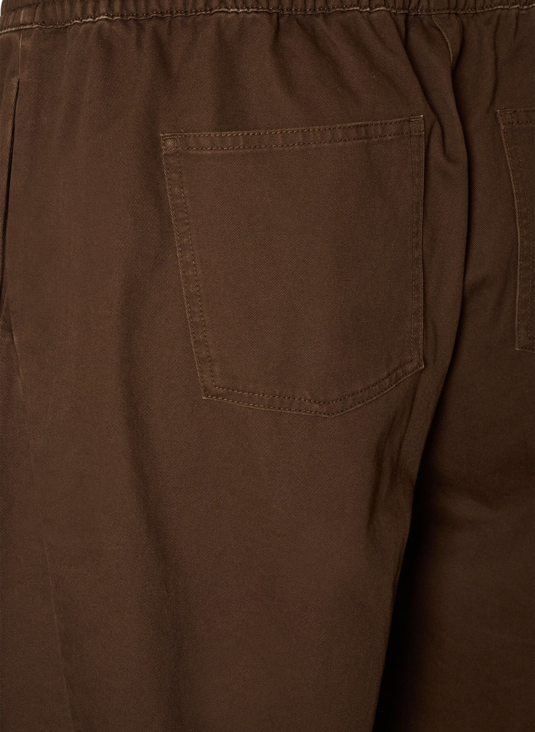 ZizziBarrel-jeans med h&ouml;g midja och res&aring;r i midjan, Brun, Packshot image number 3