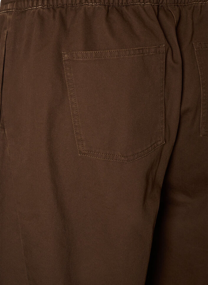 Barrel-jeans med h&ouml;g midja och res&aring;r i midjan, Brun, Packshot image number 3