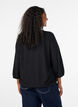 Blus med struktur och 3/4-&auml;rmar, Svart, Model image number 2