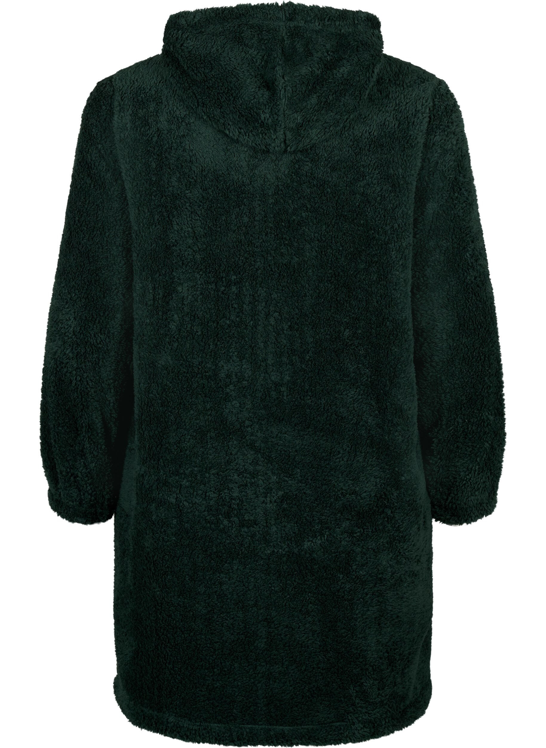 Zizzi Kl&auml;nning i teddy med huva, Scarab, Packshot image number 1