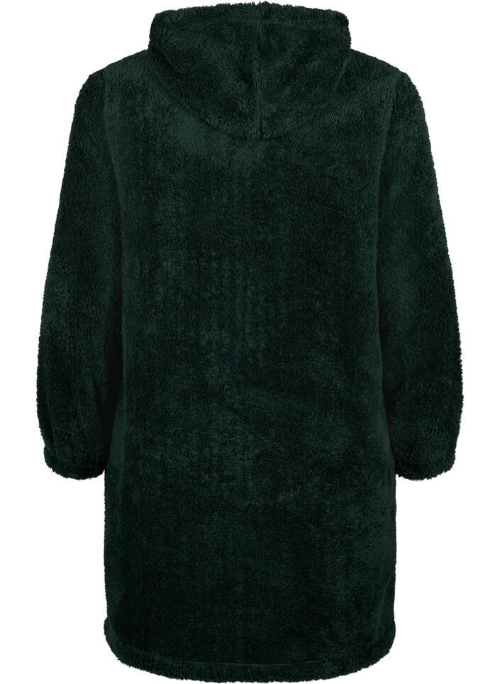 Klänning i teddy med huva, Scarab, Packshot image number 1