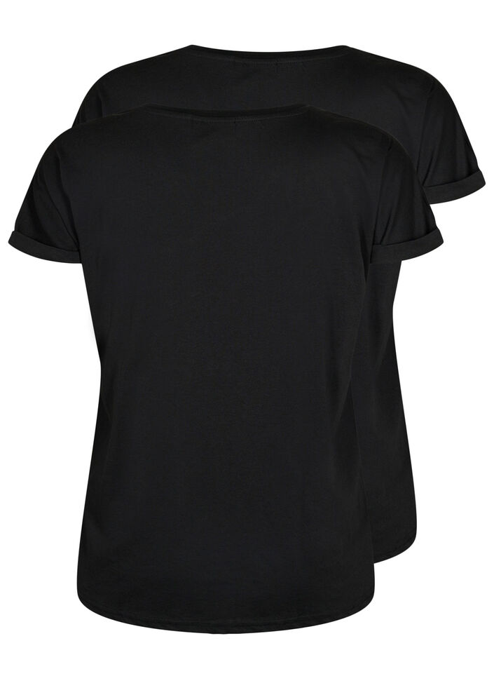 2-pack kort&auml;rmade t-shirtar, Svart, Packshot image number 1