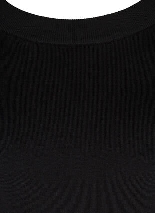Stickad tröja i viskos med draperade ärmar, Black, Packshot image number 2