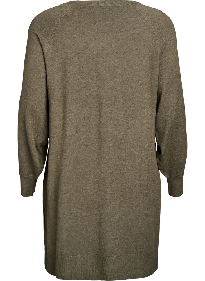 Stickad kort kl&auml;nning med raglan&auml;rm och mitts&ouml;m, Gr&ouml;n, Packshot image number 1