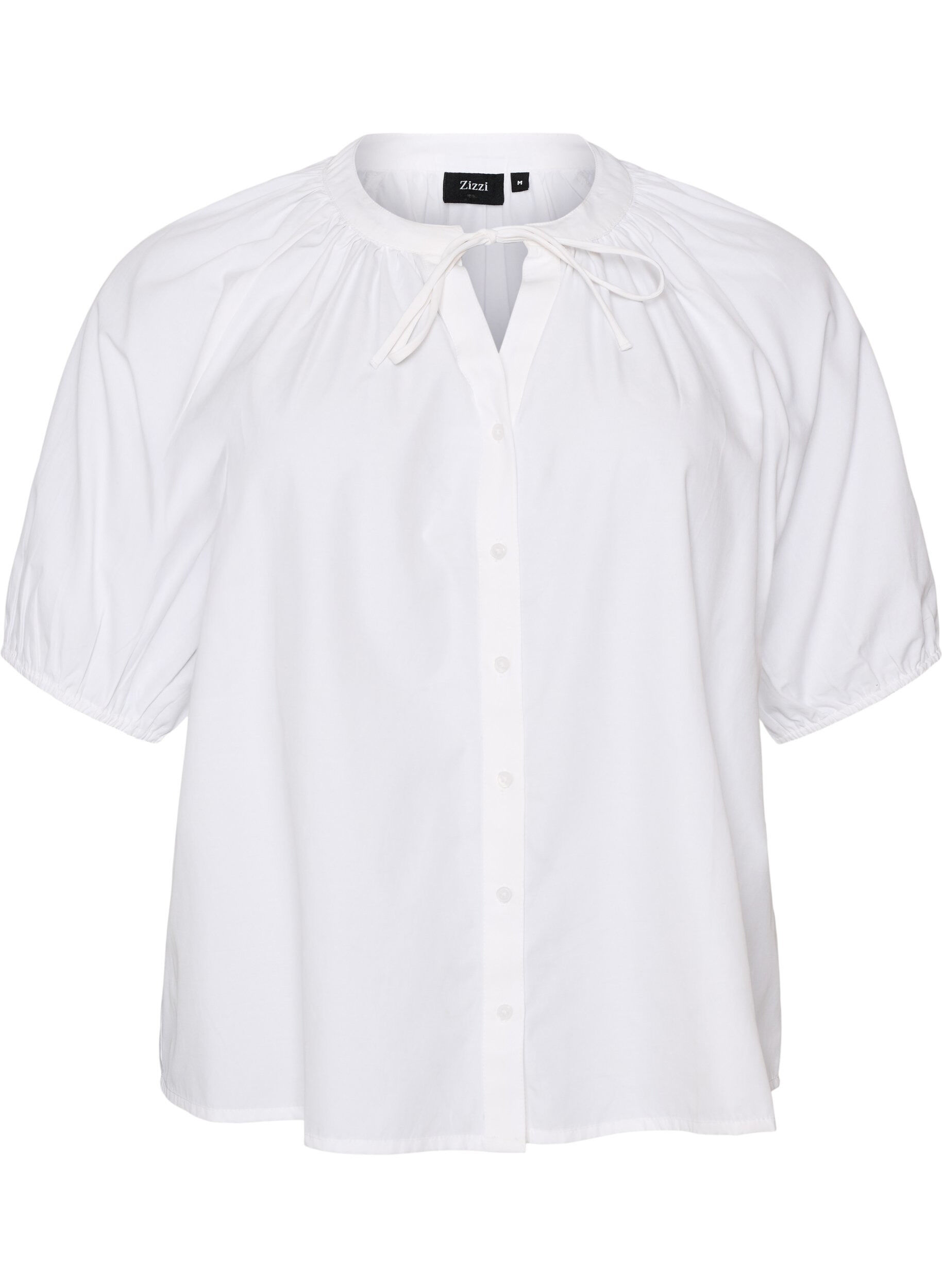 ZizziSkjortblus med kn&auml;ppning och knytsk&auml;rp, Vit, Packshot image number 0