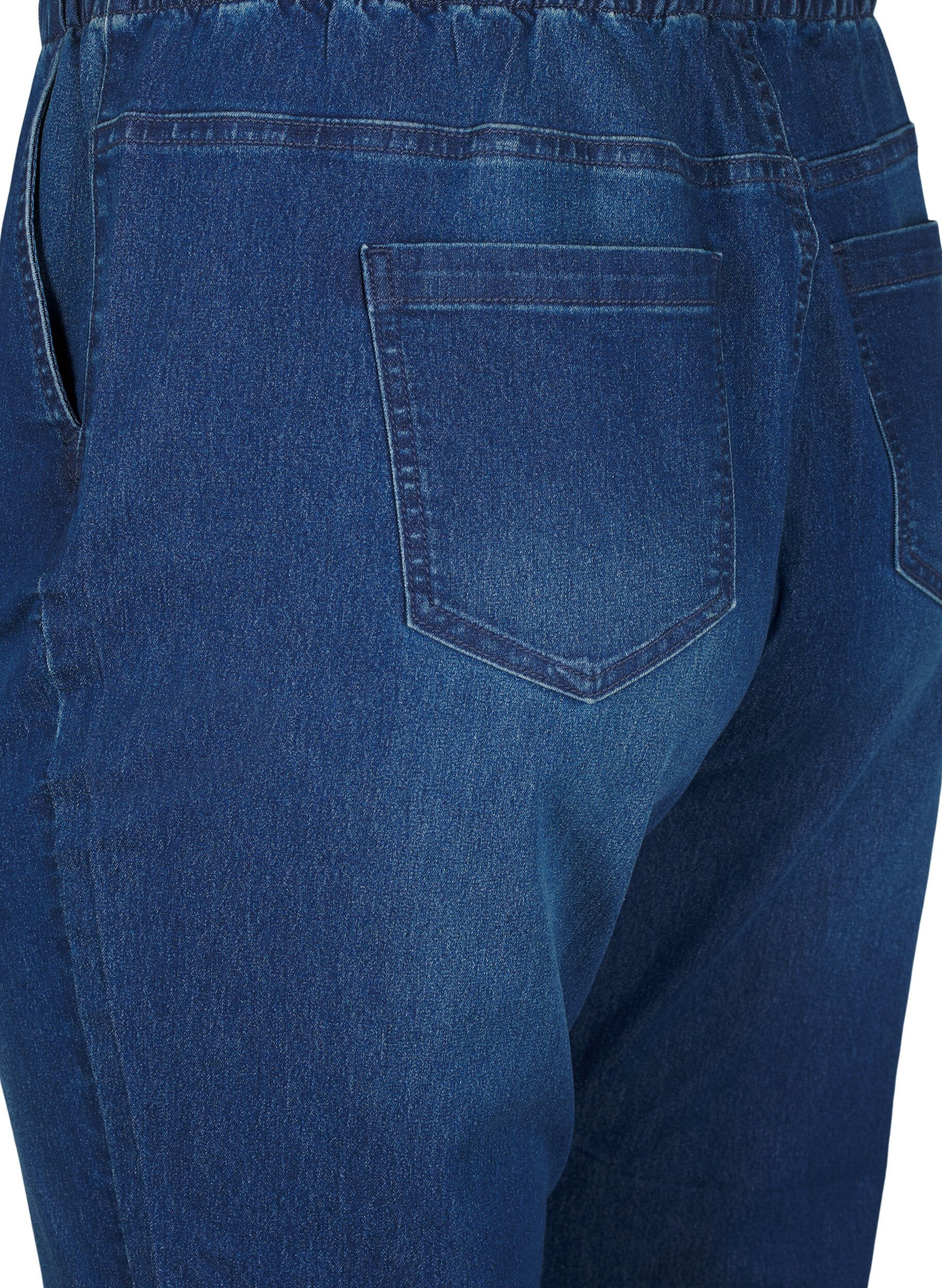 ZizziJoggingbyxor i denim med fickor, Bl&aring;, Packshot image number 3