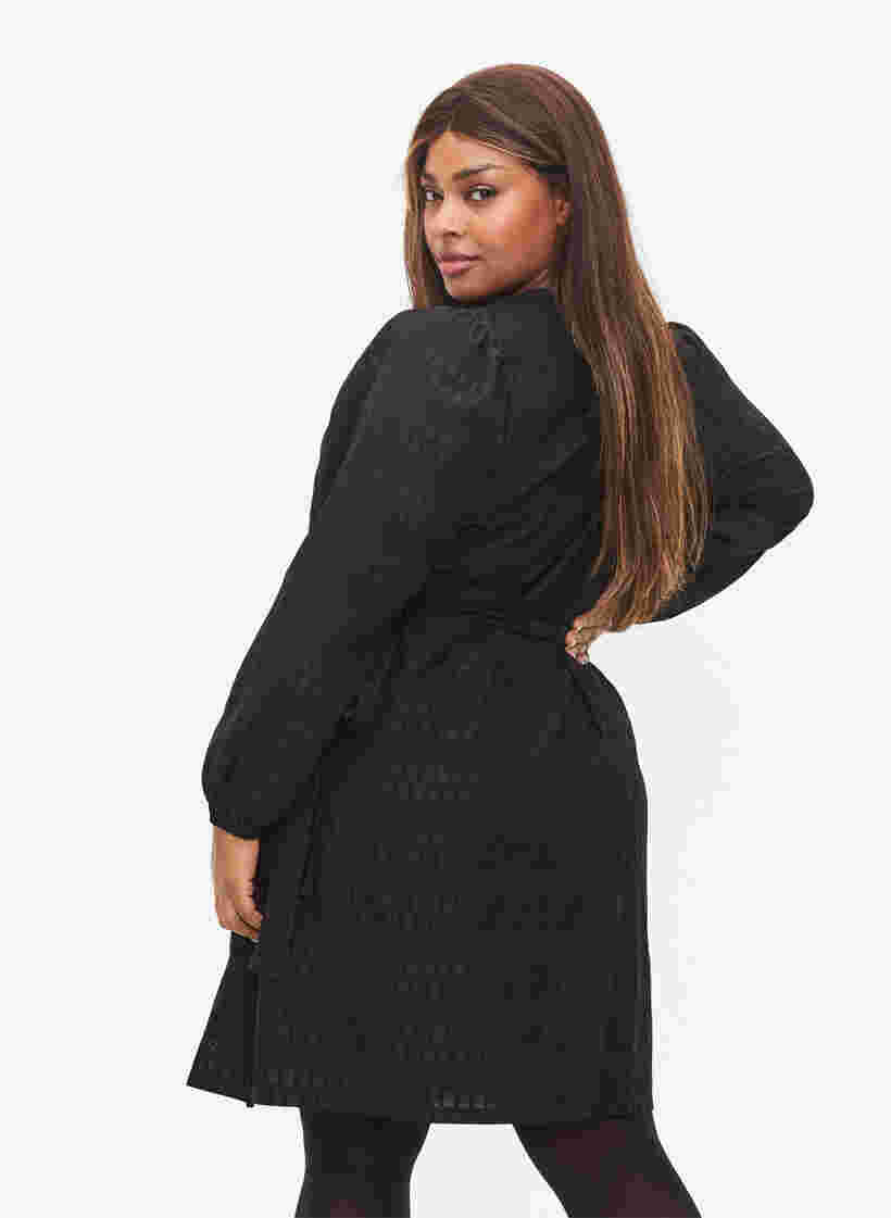 Omlottklänning med långa ärmar, Black, Model image number 1