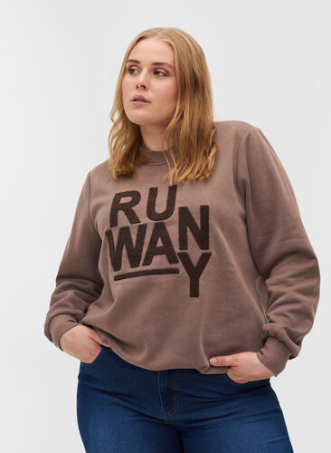 Långärmad sweatshirt med tryck, Iron, Model image number 0
