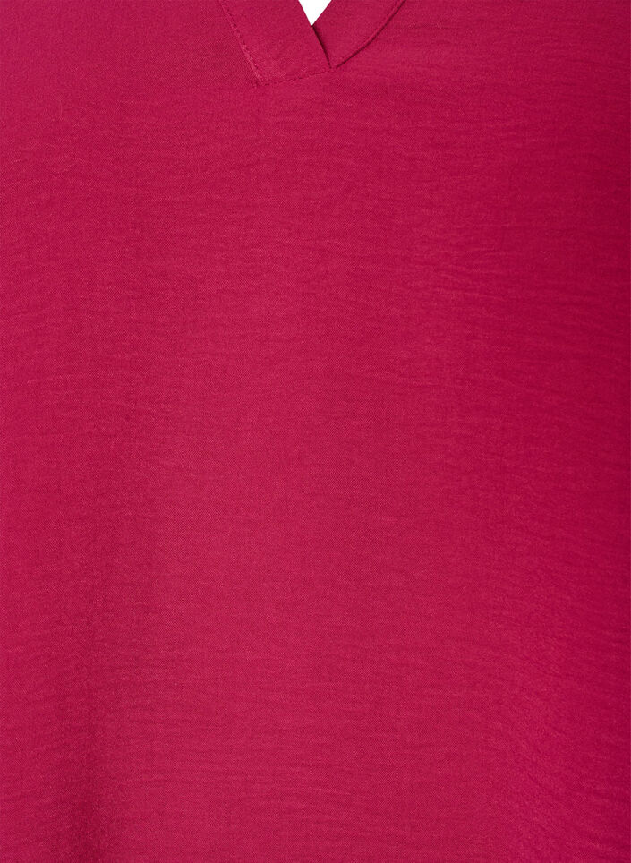 Blus med smockade manschetter och v-ringning, R&ouml;d, Packshot image number 2