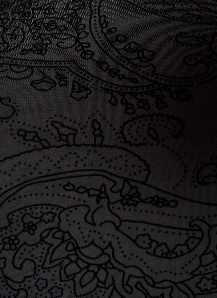 Blus i mesh med paisleym&ouml;nster och asymmetrisk nederkant, Svart, Packshot image number 2