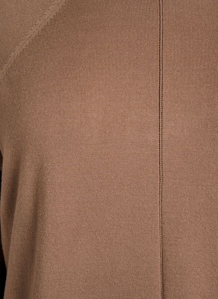 Stickad blus med rund hals och stickat m&ouml;nster, Brun, Packshot image number 2