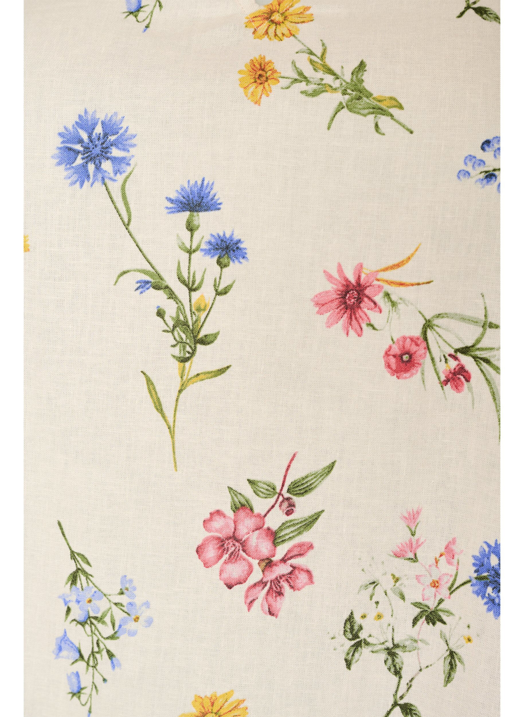 ZizziBlus i viskos och linne med volang&auml;rmar, Beige, Packshot image number 2