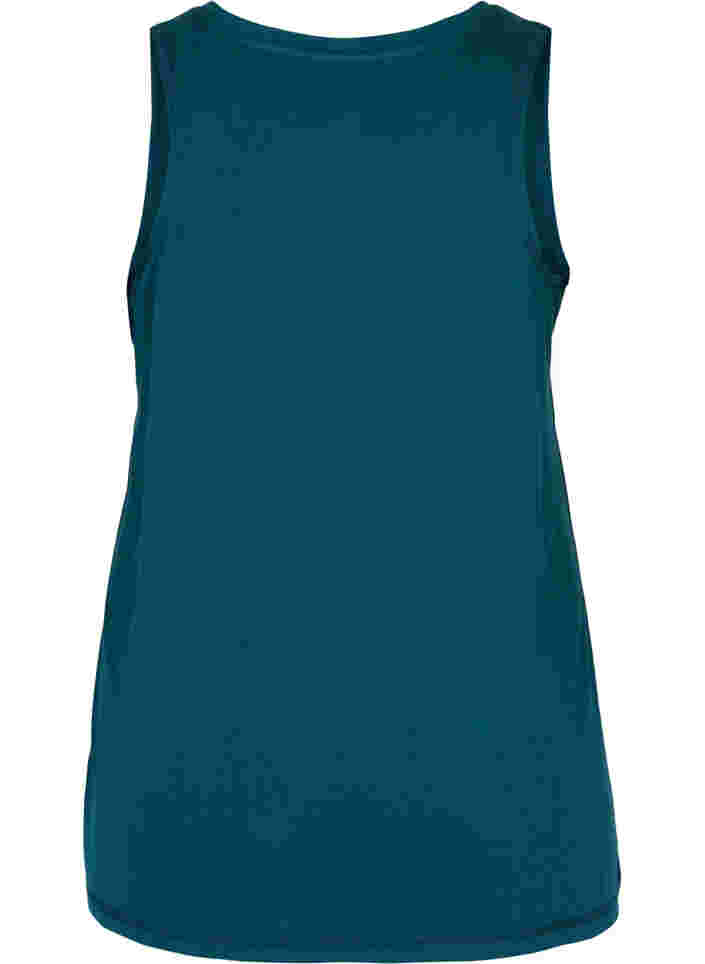 Enfärgad träningstopp med rund halsringning, Deep Teal, Packshot image number 1