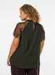 Blus med korta &auml;rmar i spets och h&ouml;g krage, Gr&ouml;n, Model image number 2