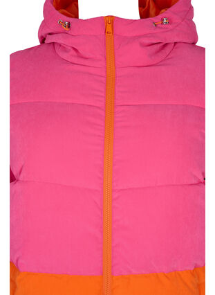 Lång vinterjacka med colour block, Pink W/Orange, Packshot image number 2