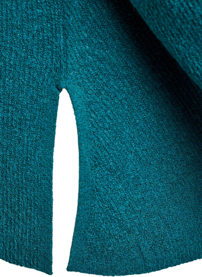 Stickad tr&ouml;ja med diagonalt m&ouml;nster och raglan&auml;rm, Gr&ouml;n, Packshot image number 3