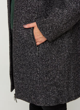 Jacka med ull och blixtlås, Dark Grey Mel., Model image number 2