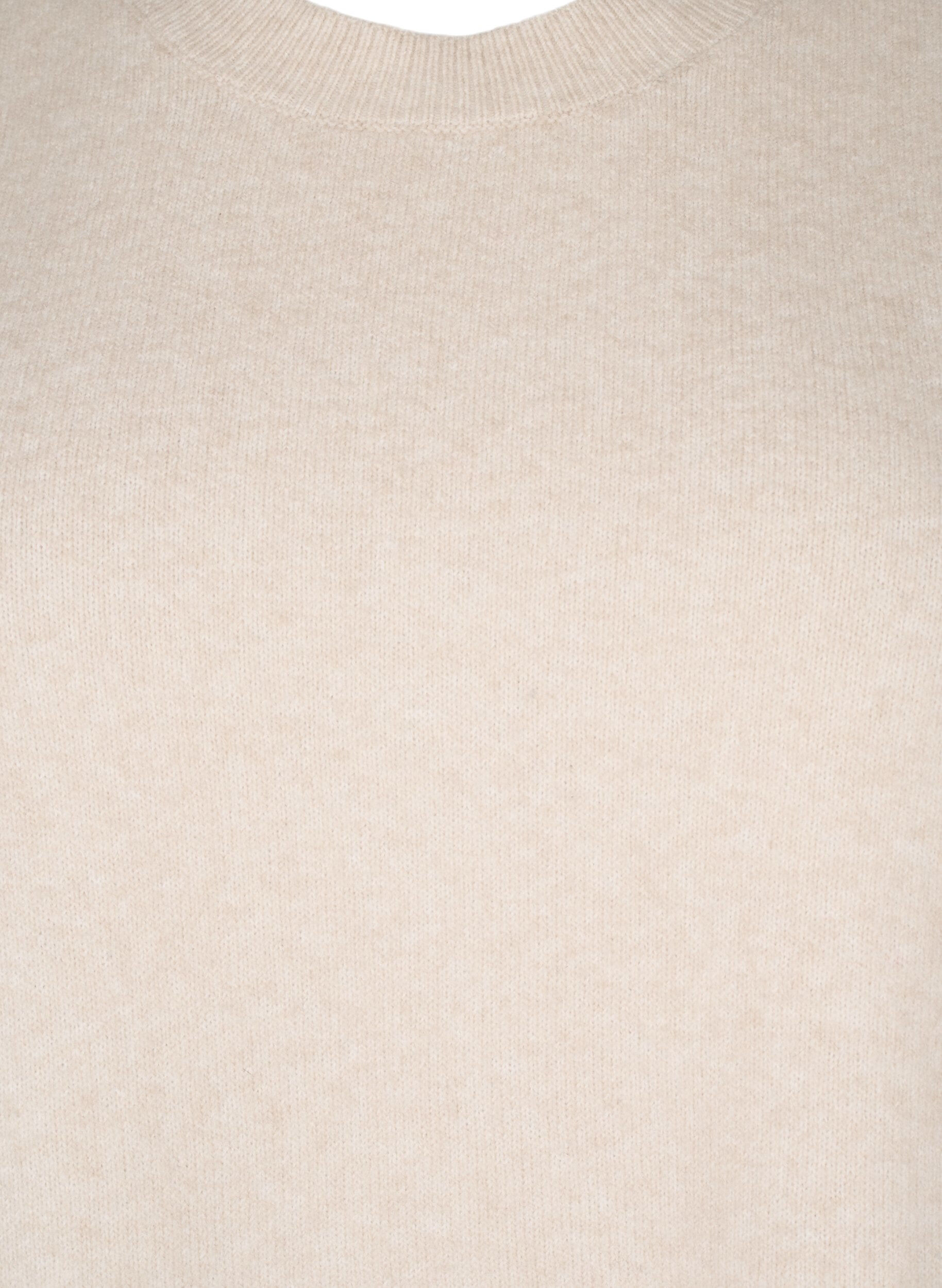 Zizzi Stickad v&auml;st med ribbad kant, Pumice Stone Mel., Packshot image number 2