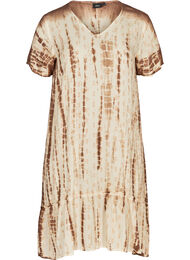 Kortärmad mönstrad klänning, Off white comb