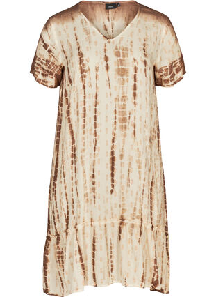 Kortärmad mönstrad klänning, Off white comb, Packshot image number 0