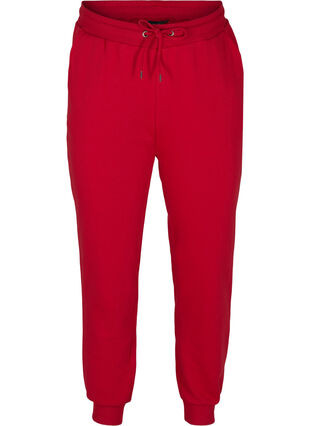 Lösa sweatpants med fickor, Red, Packshot image number 0