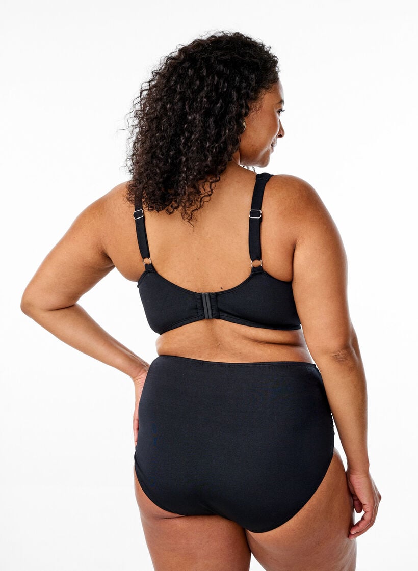 Bikinitrosa med drapering och h&ouml;g midja, Svart, Model image number 1