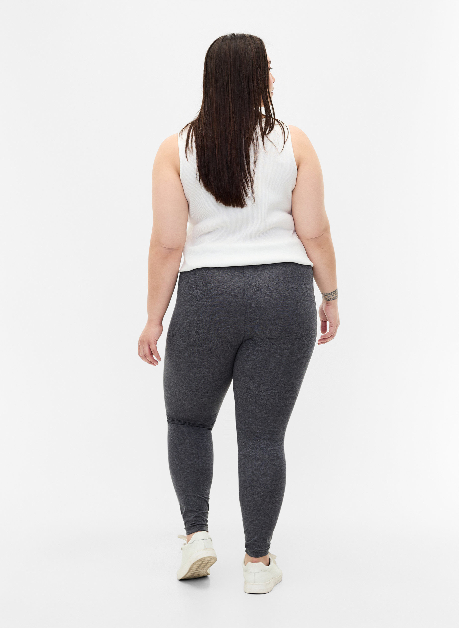 Zizzi Gr&aring; melerade leggings, Dark Grey Melange, Model image number 1