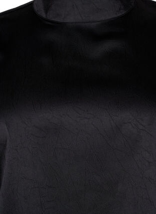 Blus med 3/4-ärmar och murarkrage, Black, Packshot image number 2