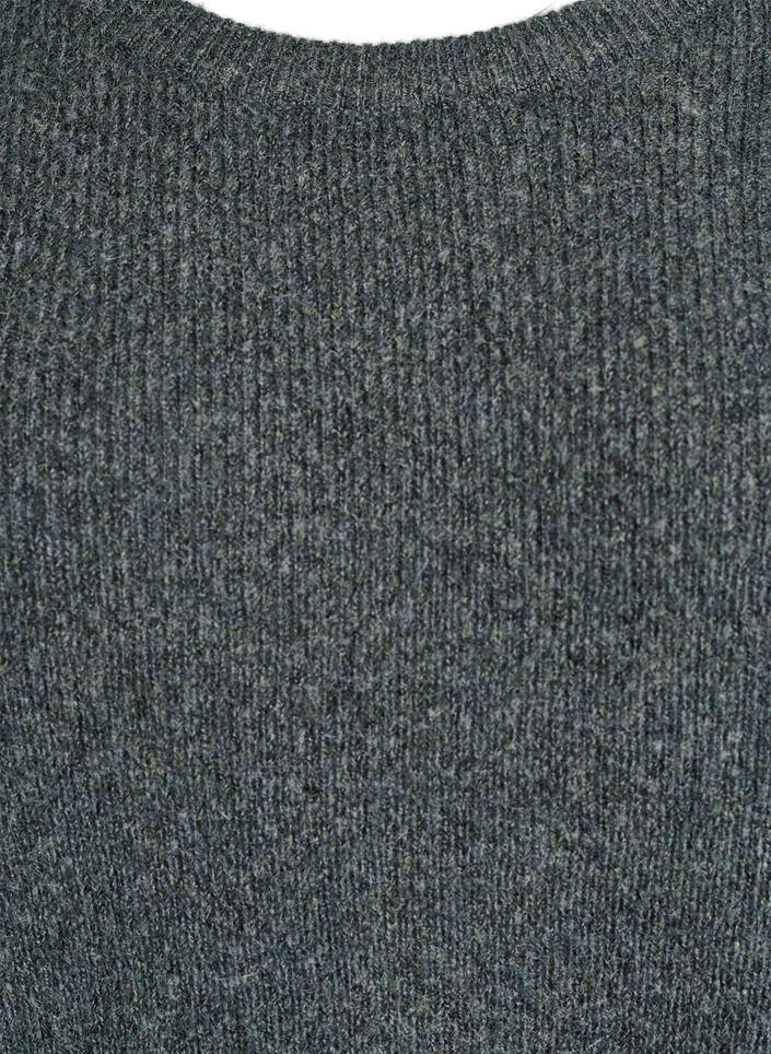 Melerad stickad blus med rund hals, Gr&ouml;n, Packshot image number 2