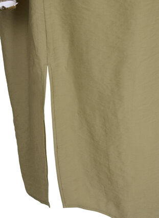 Enfärgad skjortklänning med slits i viskos, Timber Wolf, Packshot image number 3