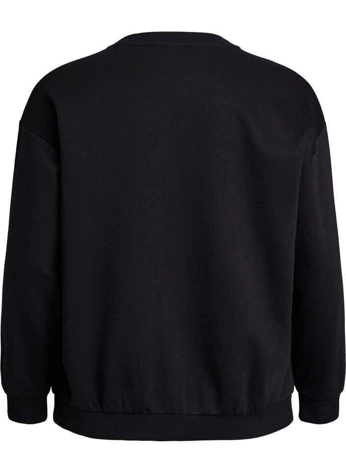 Sweatshirt med statementdetalj, Svart, Packshot image number 1