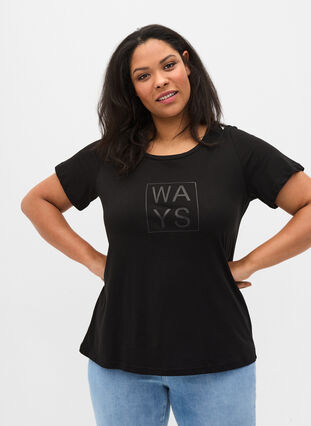 T-shirt i bomull med tryck, Black WAYS, Model image number 0