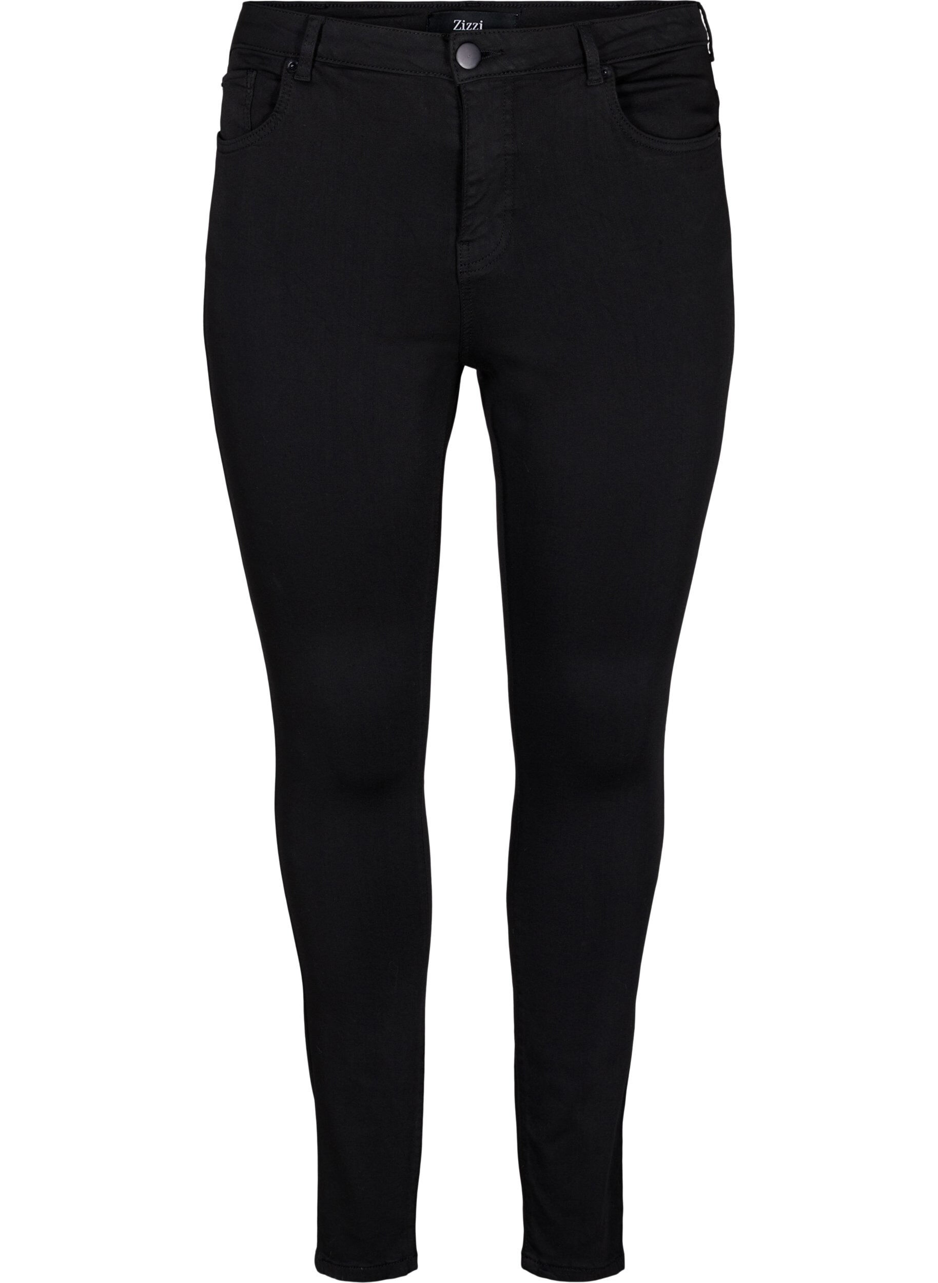 Zizzi Stay black Amy jeans med h&ouml;g midja, Black, Packshot image number 0