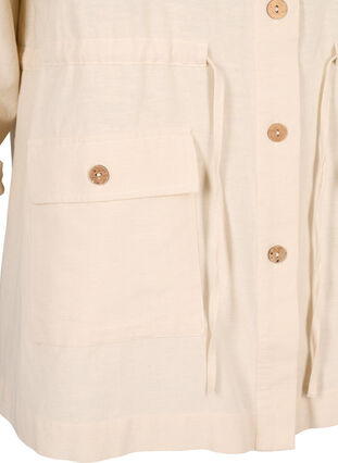 Skjorta i linneblandning med fickor, Sandshell, Packshot image number 3