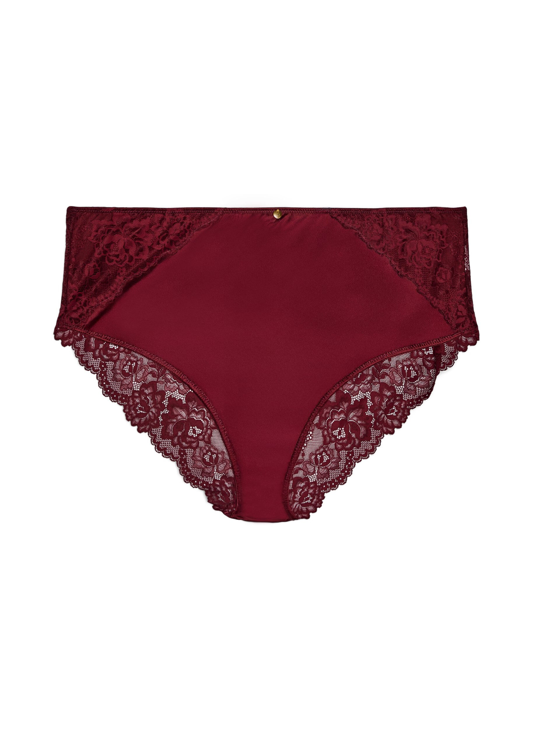 ZizziTrosor med spets och en rosettdetalj baktill, M&ouml;rk Bordeaux, Packshot image number 0