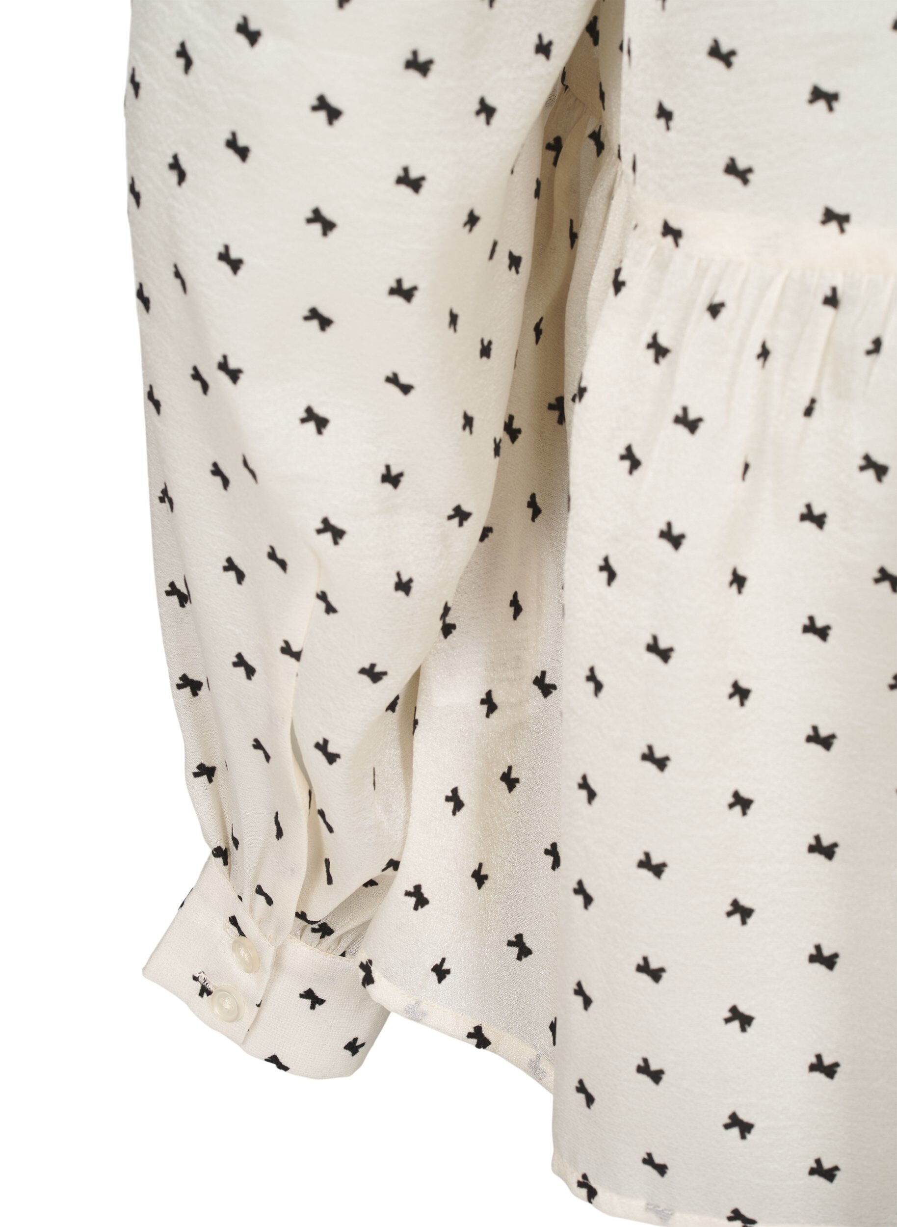 Zizzi Blus med peplum och rosetter, Ecru w Bow, Packshot image number 3
