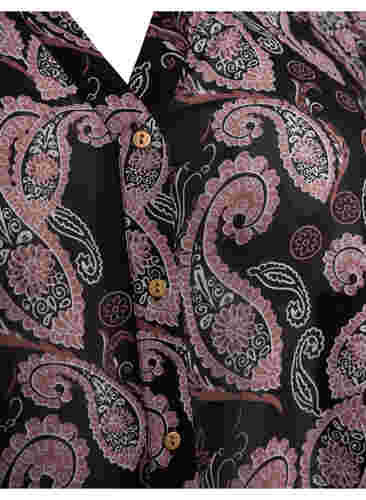 Skjorta med v-ringning och mönster, Black/Beige Paisley, Packshot image number 2