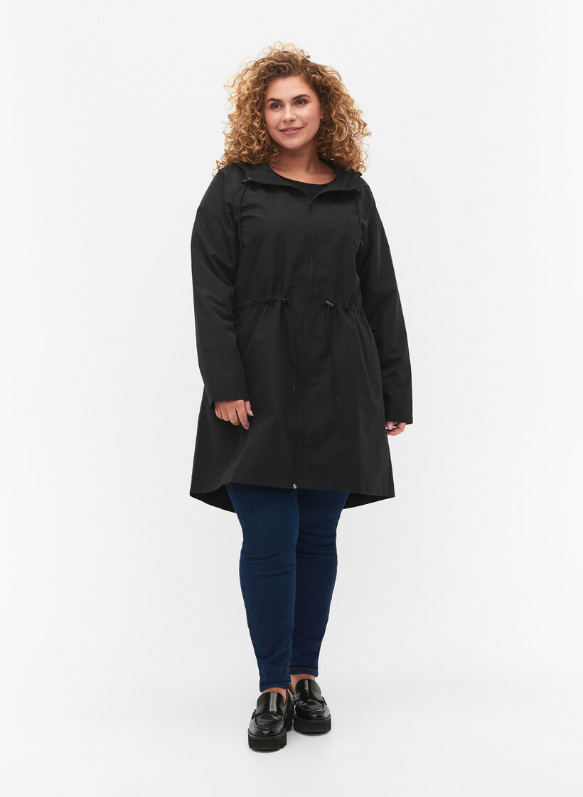 FLASH - Vattenavvisande parka med huva, Black, Model image number 1
