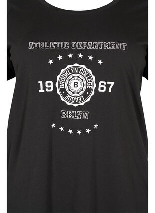 Kortärmad t-shirt i bomull med print, Black, Packshot image number 2
