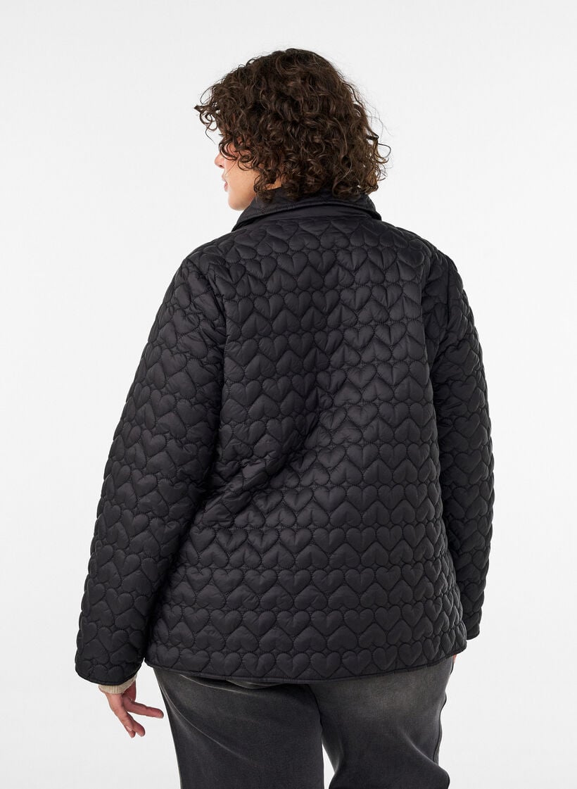L&auml;tt vadderad jacka med dekorativ quiltning, Svart, Model image number 2