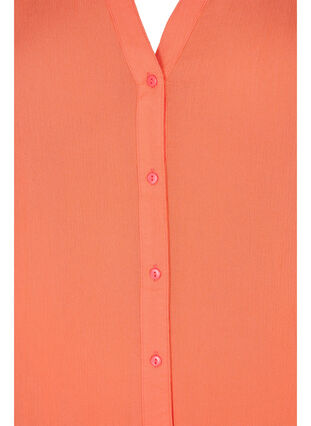 Kortärmad viskosskjorta med v-ringning, Living Coral, Packshot image number 2