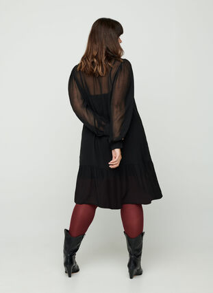 Långärmad klänning med knappstängning, Black, Model image number 0