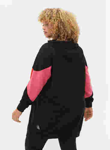 Sweatshirtklänning med colorblock och fickor, Black, Model image number 1