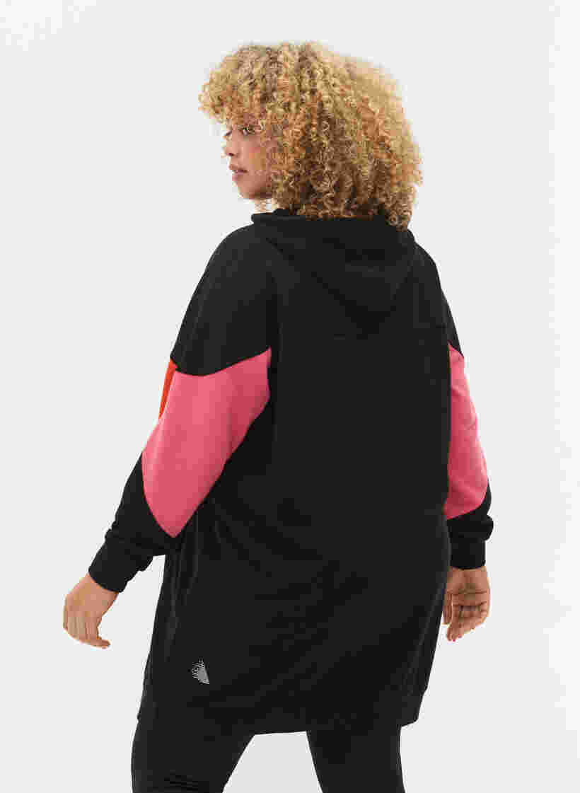 Sweatshirtklänning med colorblock och fickor, Black, Model image number 1